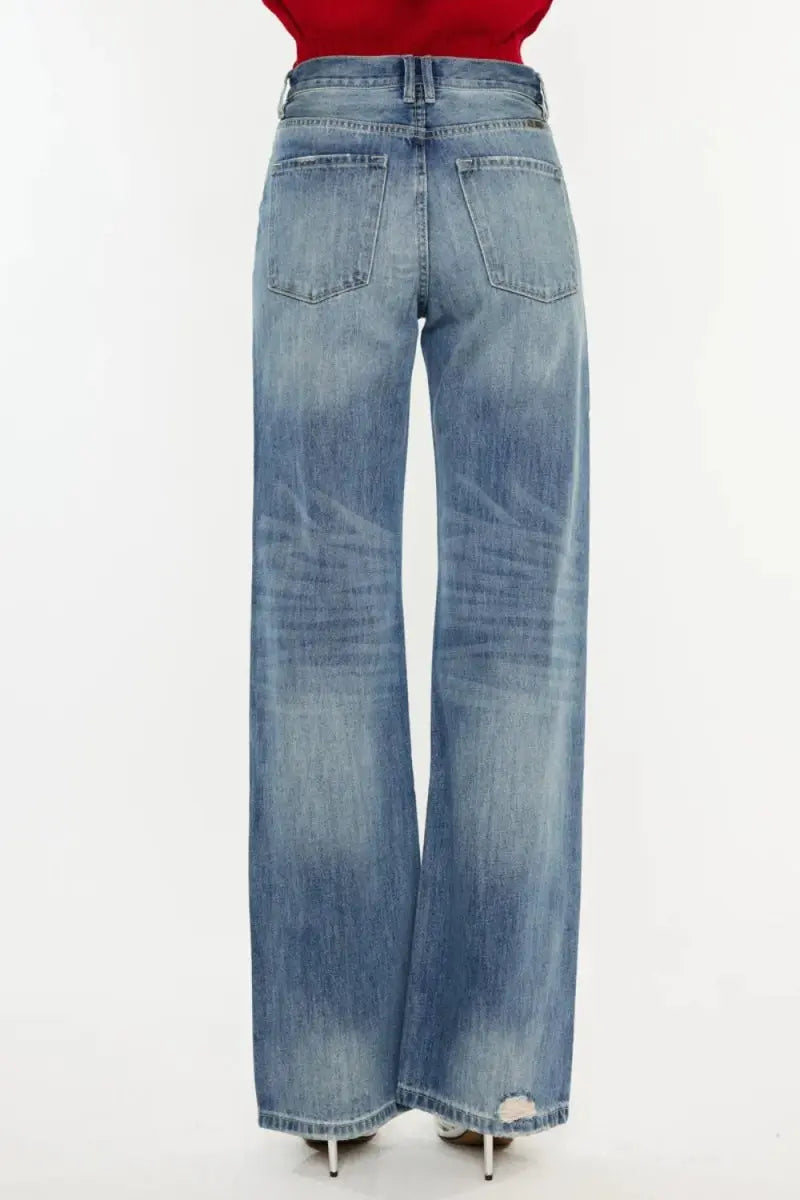 Kancan Distressed High Waist Bootcut Jeans for Women - Love Salve